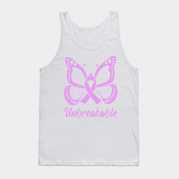 Lavender Butterfly Awareness Ribbon Unbreakable Tank Top by FanaticTee